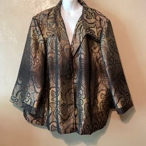 Added Dimensions size 5X gold black patterned evening jacket button and  pockets
